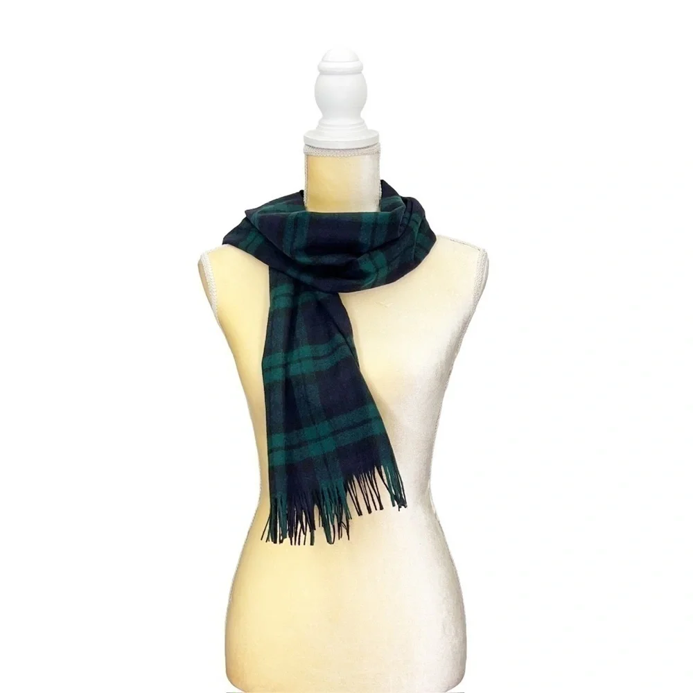 Vintage Pendleton Black Watch Tartan Plaid Wool Men’s Scarf Fringed Vtg EUC